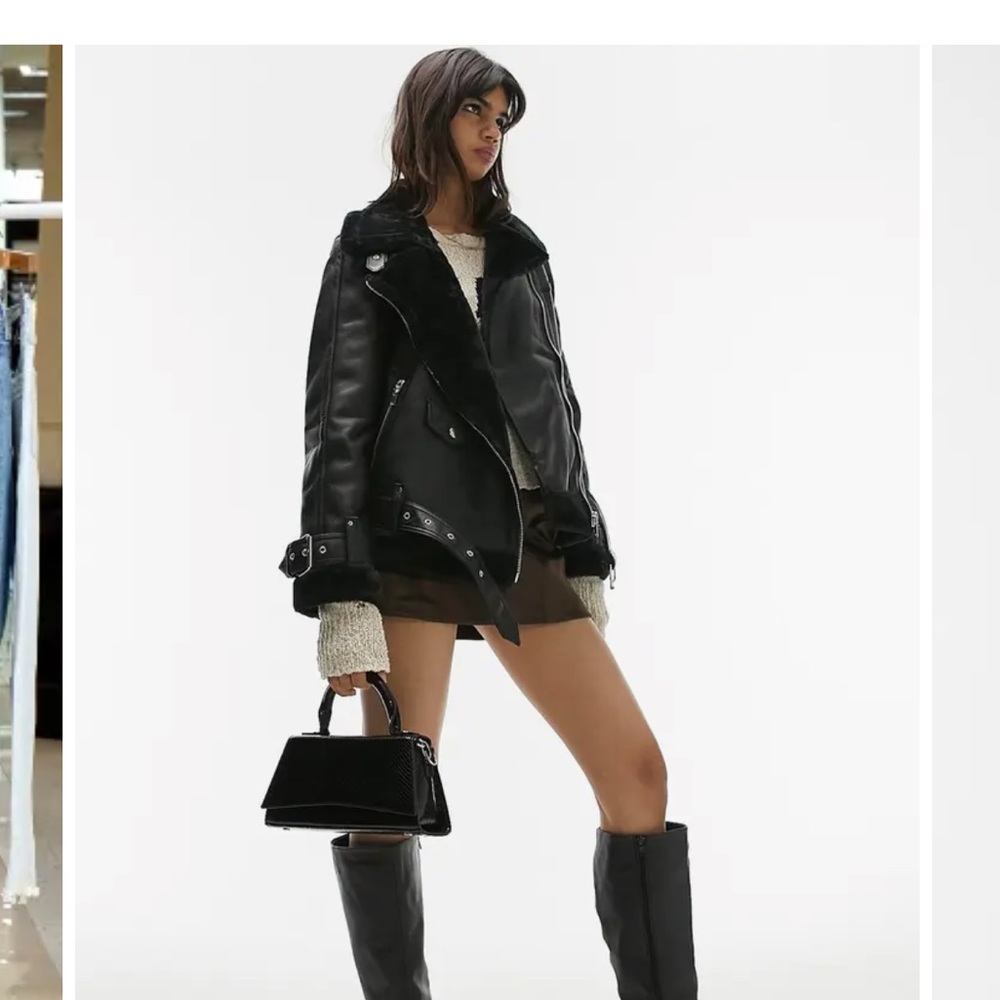 Top shop faux leather biker jacket